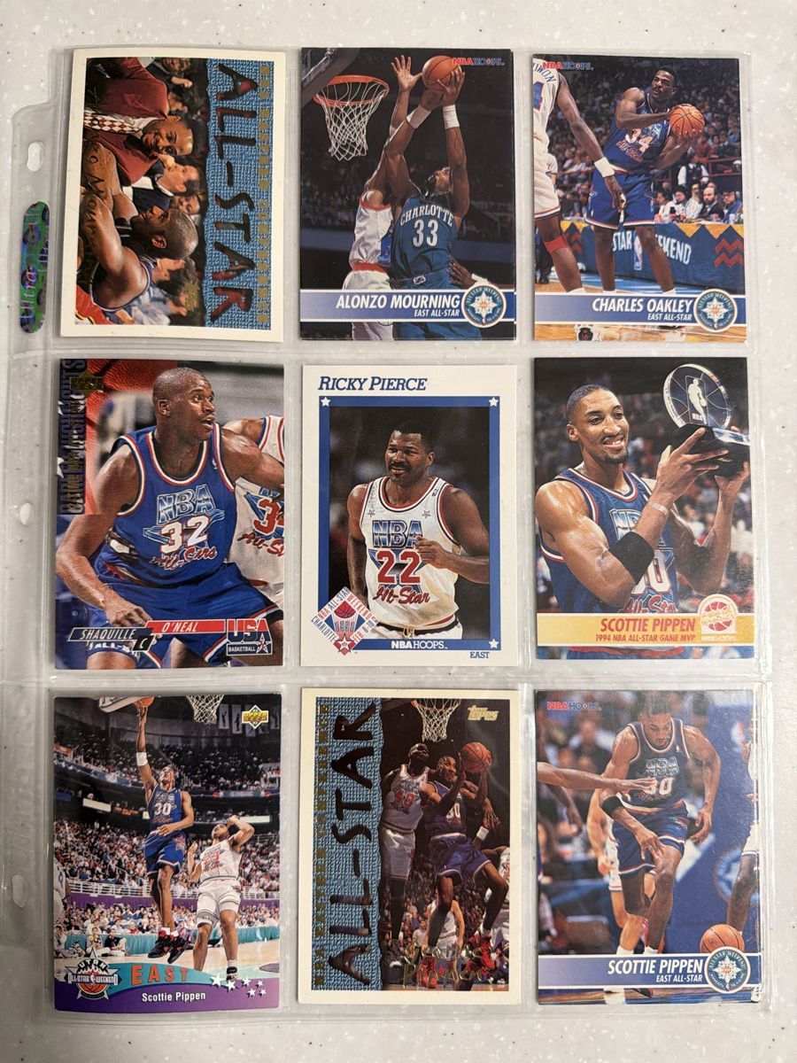 NBA All-Stars card lot binder page