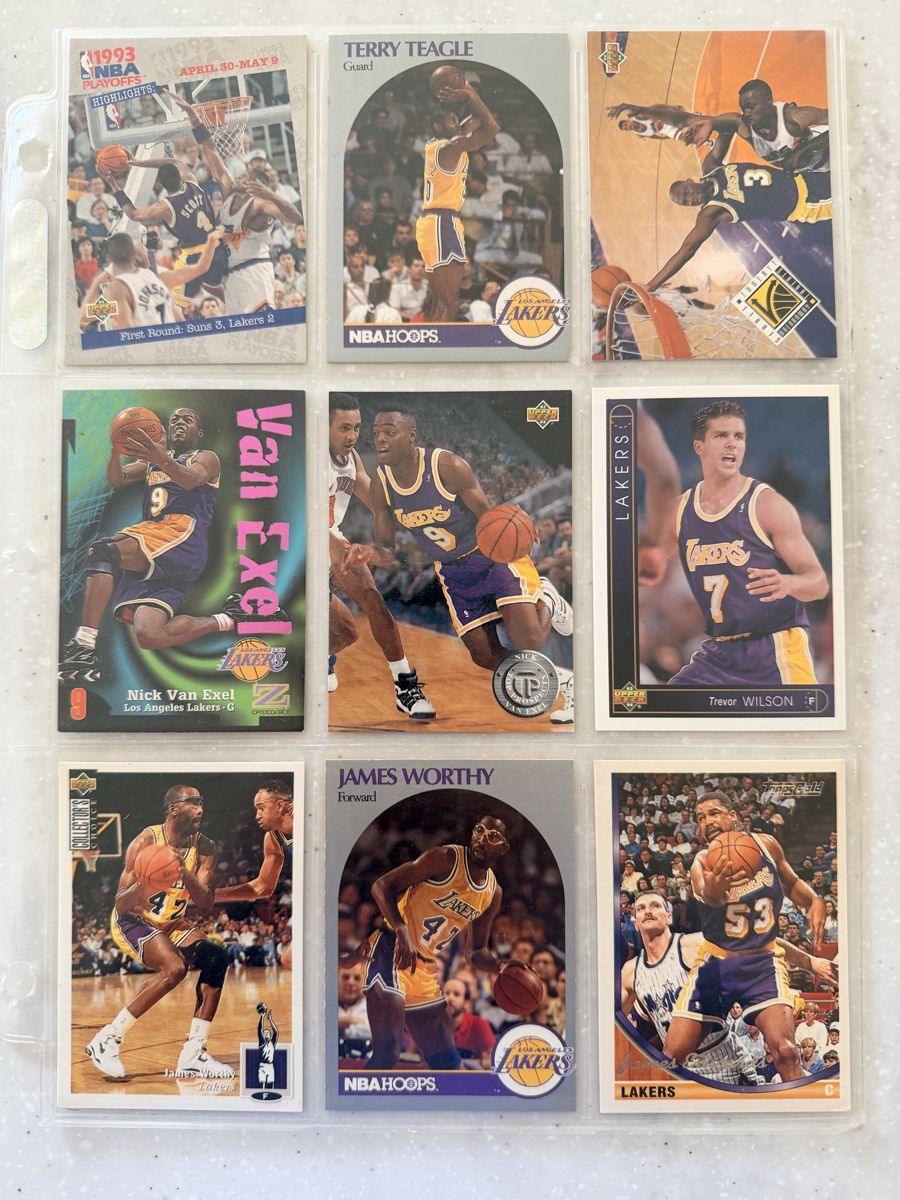 Los Angeles Lakers card lot binder page